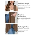 thumbnail image 5 of SHOWMALL Women's Plus Size Lightweight Cardigan Summer High Low Hem Draped Coffee 3X Soft Flowy Sleeveless Shrugs with Pockets Comfortable Stylish Layering Outerwear for Women, 5 of 8
