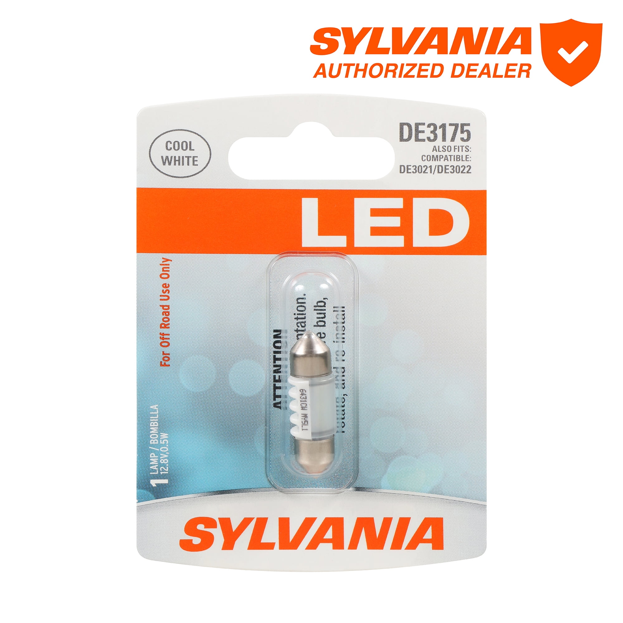 (2 pack) Sylvania DE3175 White LED Mini Bulb Mini Bulb, 1 Pack, Compatible with Multiple Cars
