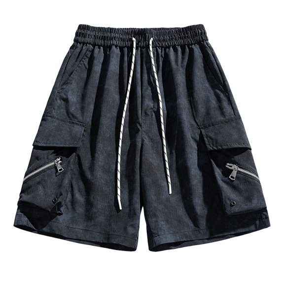 FRSASU Men's Athletic Hiking Shorts Water Resistant Quick-Dry Lightweight Outdoor Sweat Shorts with Zipper Pockets Black