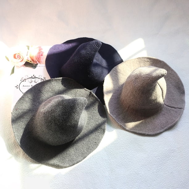 Witch Hat For Adults & Kids - Wool Blend Pointed Cosplay Hat, Foldable For Halloween & Costume Parties