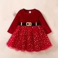 thumbnail image 2 of IUYRTFE Christmas Snowflake Print Plush Long Sleeve Dress for Toddlers Girls Soft Comfortable Party Wear Everyday Outfit Holiday Festive Winter Dress(Red#3,18 Months), 2 of 7