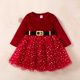 thumbnail image 2 of Odeerbi Niñas Navidad Terciopelo Vestido Lentejuelas Brillante Tul Vestidos Primavera Otoño Manga Larga Vestido de Algodón Niños Malla Vestido Patchwork, 2 of 7