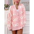 thumbnail image 2 of Gupgi Cardigan pour Femmes à Nœud Papillon, Mignon, Manches Longues, Ouvert à l'Avant, Tricot à Ruban, Manteau d'Automne, 2 of 8