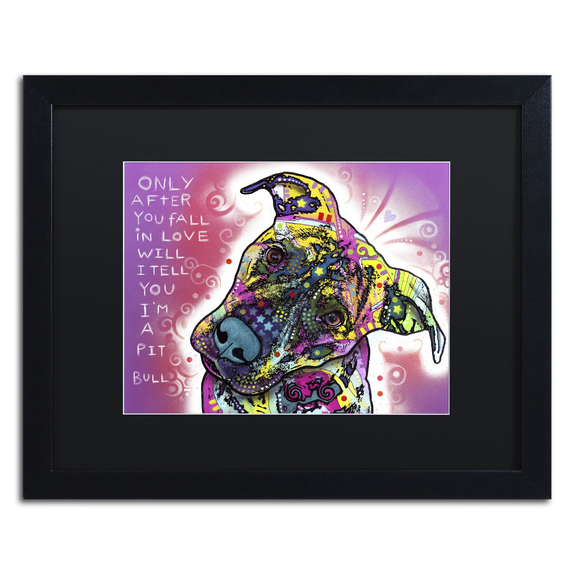 Trademark Fine Art "I'm a Pit Bull" Canvas Art by Dean Russo, Black Matte, Black Frame