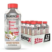 SueroX Zero Sugar Electrolyte Drink for Hydration and Recovery, Coconut Refresh, 21 oz , 12 ct