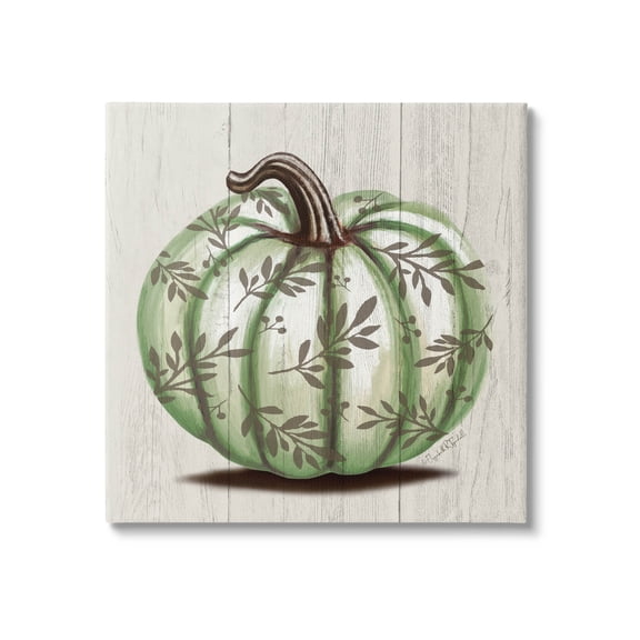 Stupell Industries Green Autumn Pumpkin Patterned Graphic Art Gallery Wrapped Canvas Print Wall Art, Design by Elizabeth Tyndall