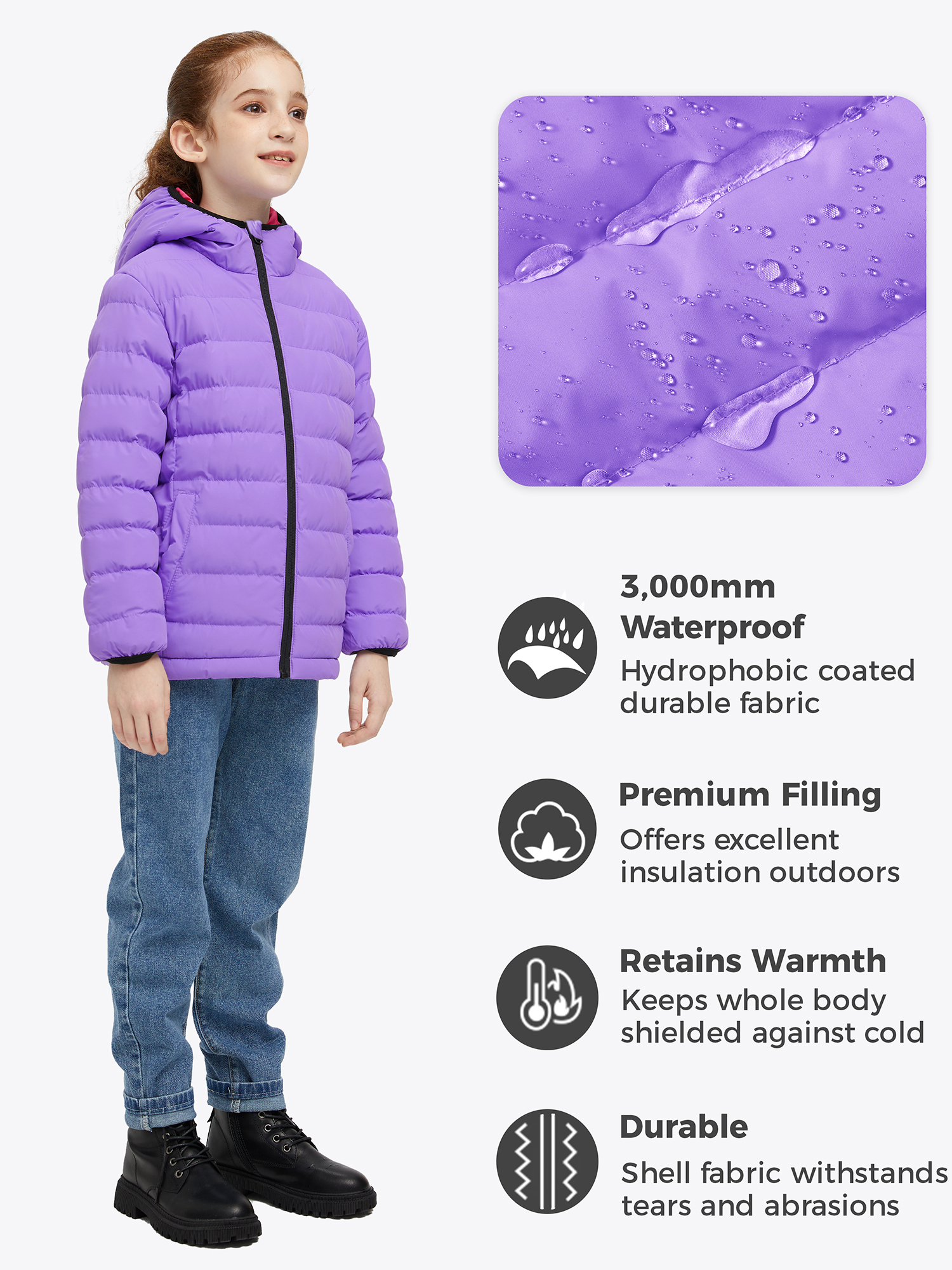 Wantdo Girls' Lightweight Packable Puffer Jacket photo 6