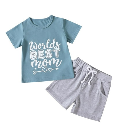 

Toddlers And Baby Boys Sets Clothing Letter Printed O-Neck Short Sleeve Tops Shorts Child Gentleman Outfits Cozy Leisure Comfy Streetwear Outfits