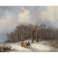 thumbnail image 2 of Remigius Adrianus van Haanen 18x15 Gold Ornate Wood Frame and Double Matted Museum Art Print Titled - Winter Landscape with Pony Sledges, 2 of 4