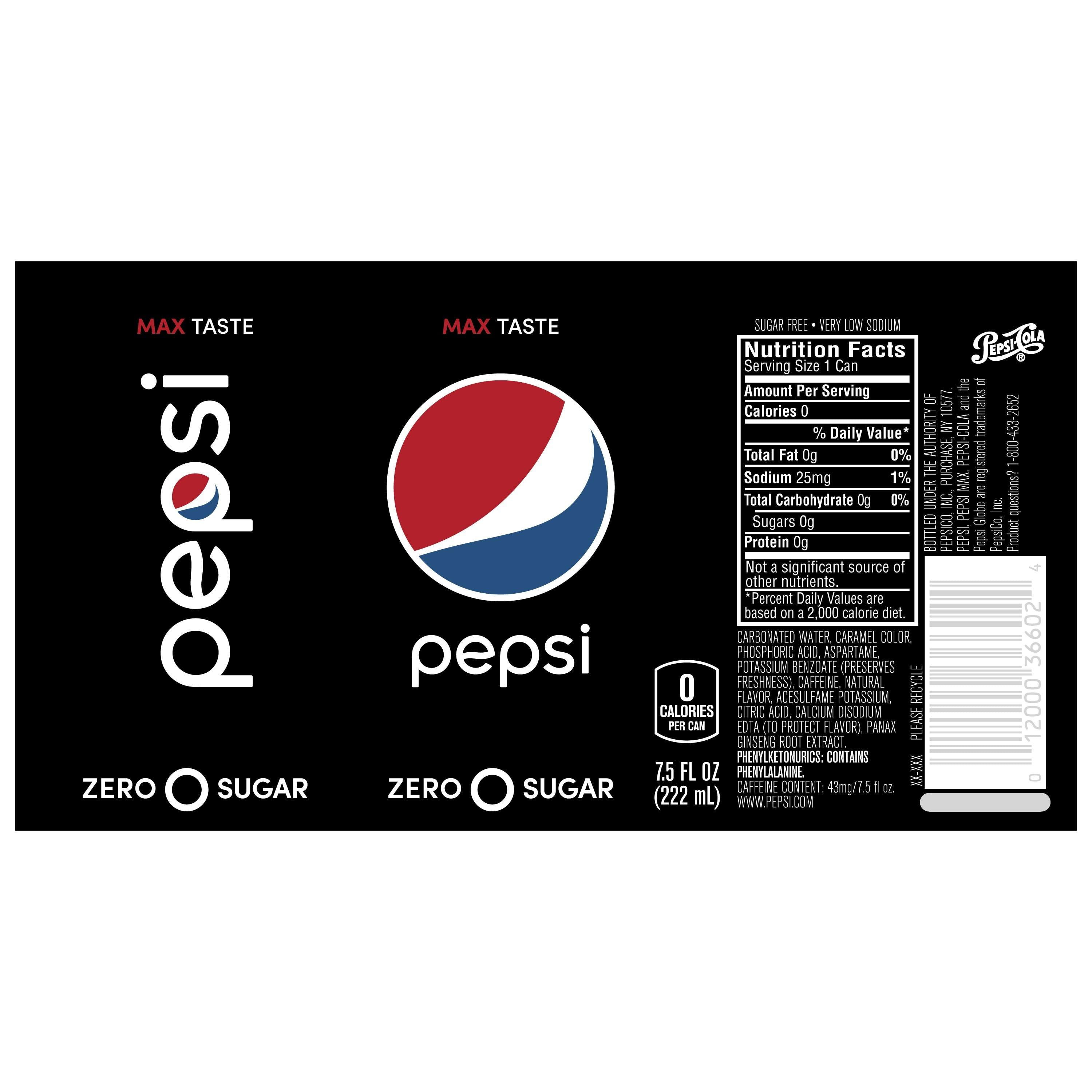 Pepsi Zero Nutrition Label NutritionWalls