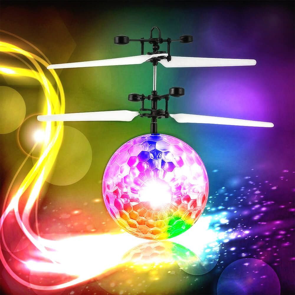 Mini Flying RC Ball Induction Helicopter Crystal Hand Suspension Aircraft Infrared Sensing Induction Flying Ball Drone Toy with Colorful LED Julyfun Flying Ball