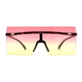 thumbnail image 1 of Retro Oversize Rimless Rectangle Shield Sunglasses Tortoise Red Yellow, 1 of 4