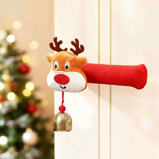 Oefntac Christmas Home Decor Christmas Door Handle Decoration Red Polyester Protective Festive Durable Comfortable Instant Installation Reusable Secure
