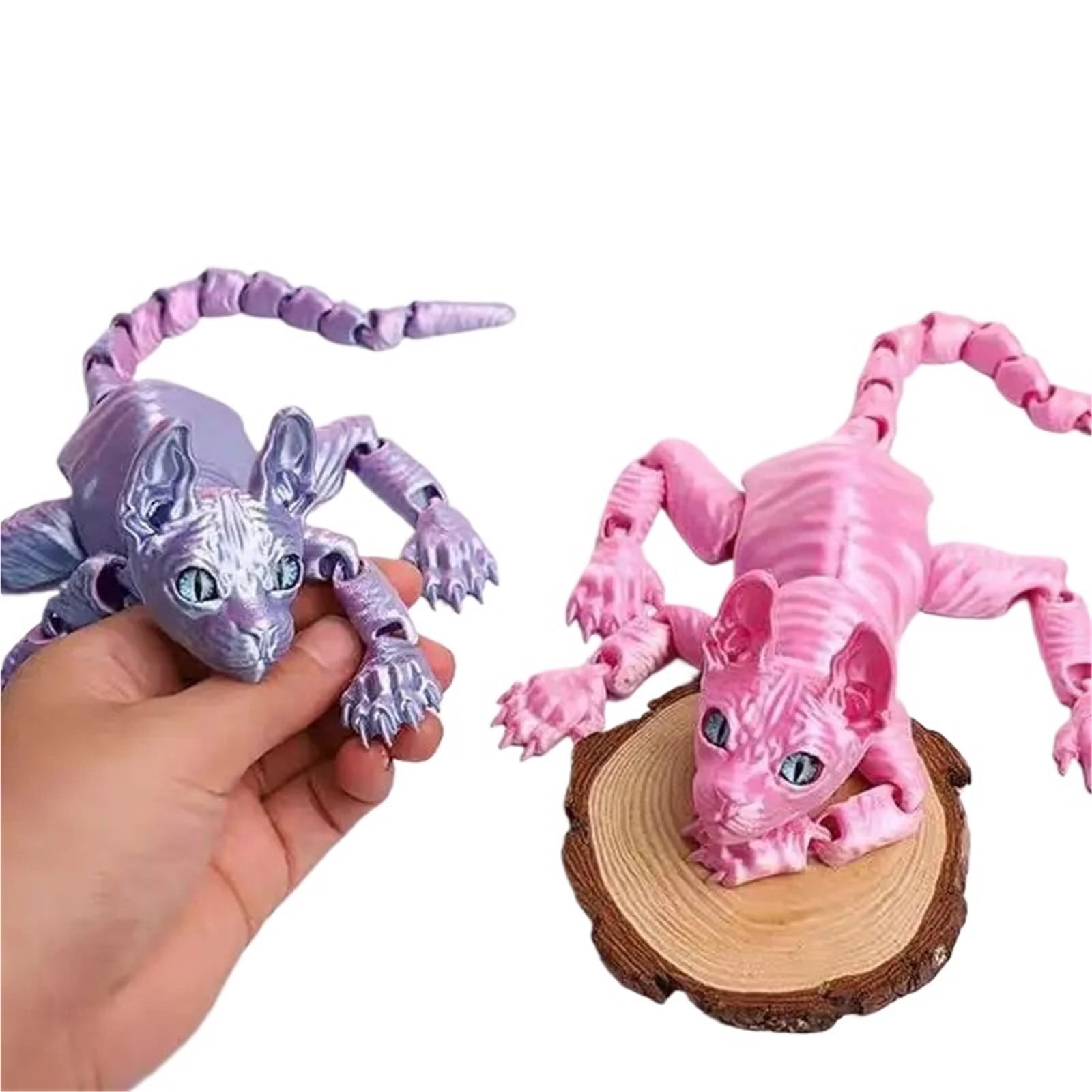 1pc 3D Printed Sphynx Cat Animals Realistic Hairless Figurine Articulated Cat Fidget For Cat Lovers Collector Home Decor