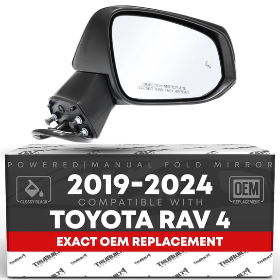 T1A Auto Passenger Side Mirror Replacement for Toyota RAV4 - Smooth Black, Powered Adjustment, Manual Fold, Heated, Turn Signal, Convex Glass - 1 Pack