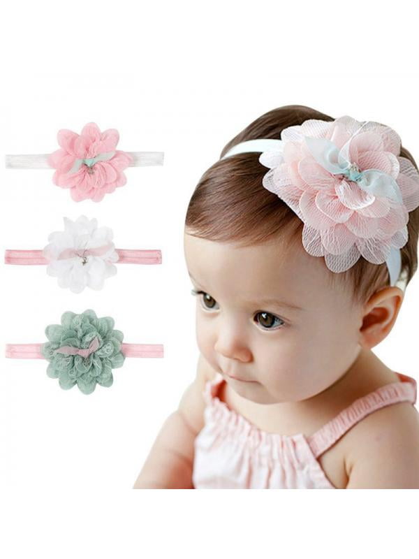 1pc Chiffon Flower Knit Headband Hairband For Baby Kids Girls Hair Accessories 