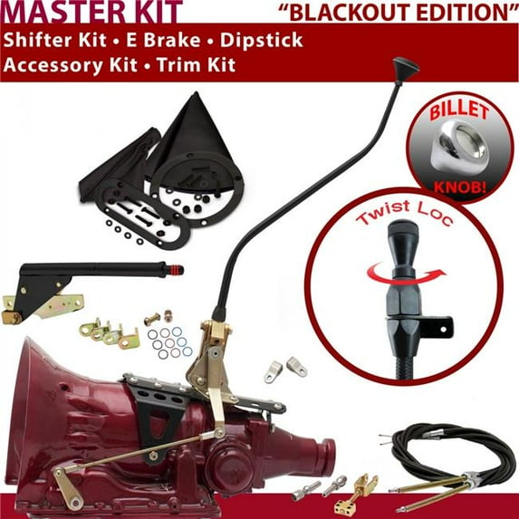 American Shifter 4L80E Shifter Kit Black 23 in. Swan E Brake Cable Clevis Trim Kit Dipstick for F621A