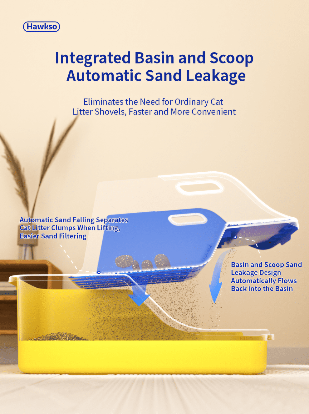 Extra Large Expandable Cat Litter Box - Easy Single Scoop Cleaning by Hawkso