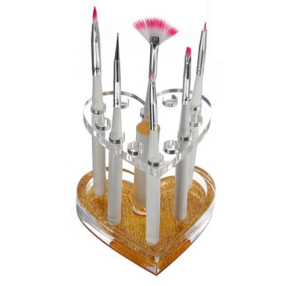opvise Heart Round Shape 12 Holes Brush Pen Holder Nail Tool Display Shelf Organizer