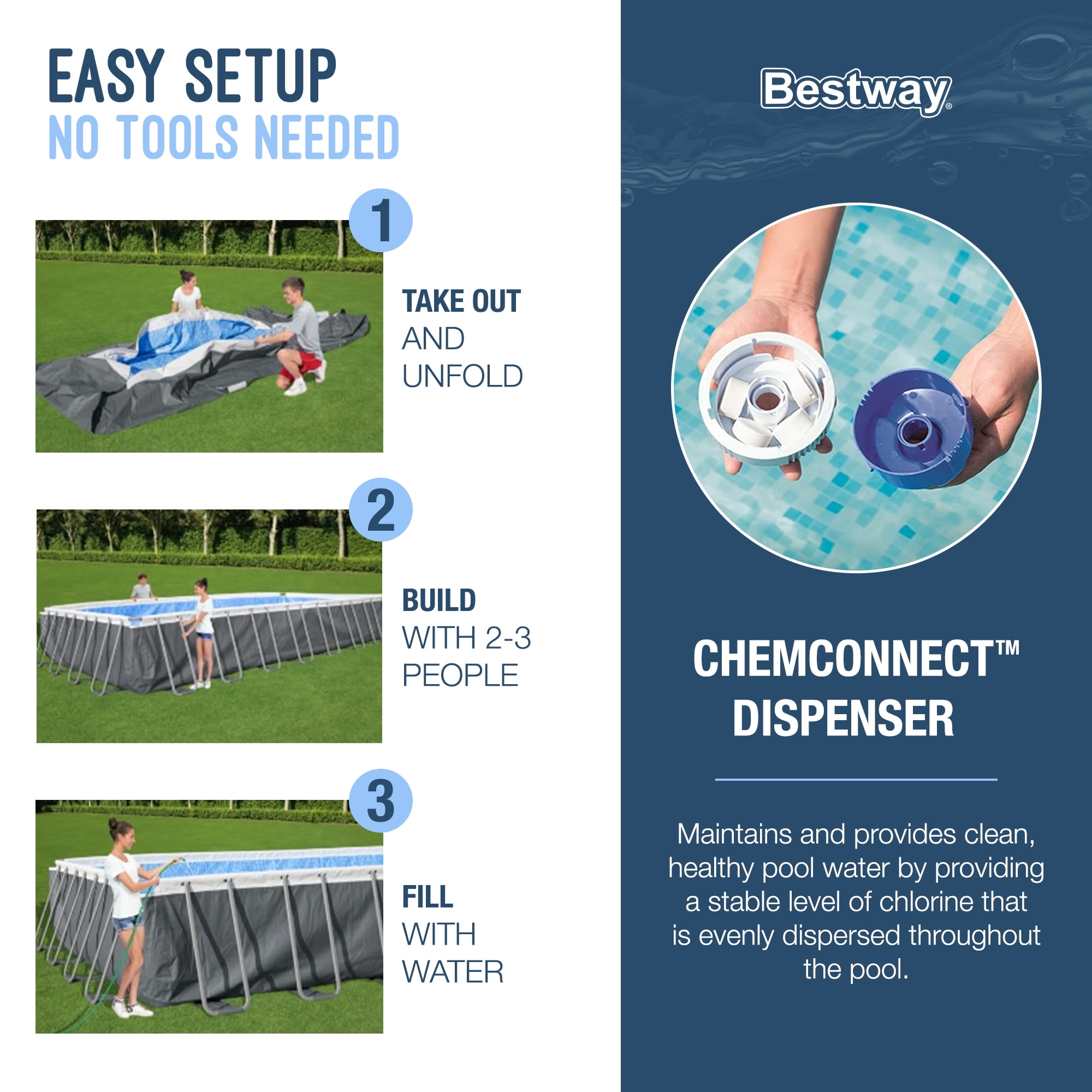 Bestway Power Steel 24' x 12' x 52" Rectangular Above Ground Pool Set, 2 Pack