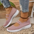 thumbnail image 4 of Walking Shoes, Women Shoes, Office Shoes, Women Mary Jane Walking Shoes Comfortable Knit Flats Slip On Dress Shoes for Women Casual Nurse Flats Diabetic Shoes With Arch Support, Pink 9, 4 of 7