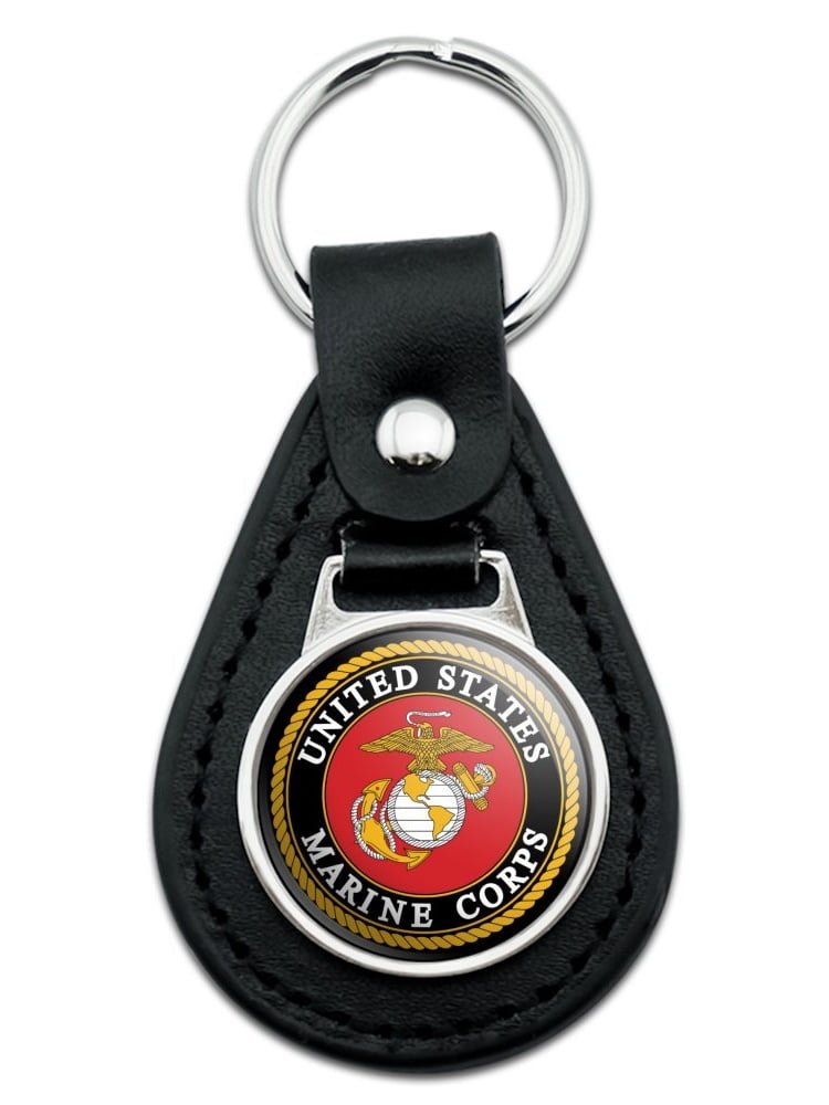 Marines USMC Emblem Black Yellow Red Officially Licensed Black Leather