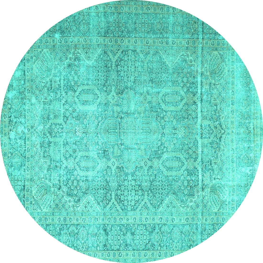 Ahgly Company Indoor Round Persian Turquoise Blue Traditional Area Rugs ...