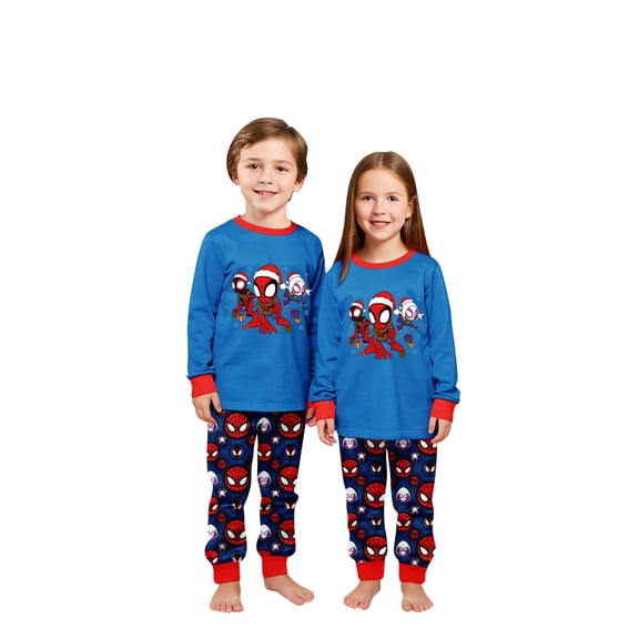 Superhero Halloween Pajamas Set Long Sleeve Top and Pants Featuring Spider Festive Graphic Comfortable Fit Sleepwear for Evenings