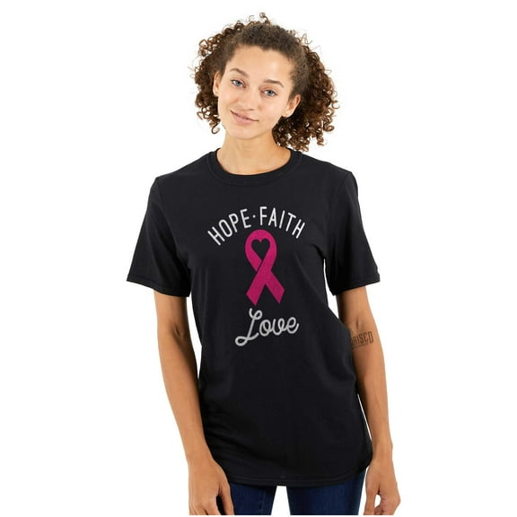Hope Faith love Breast Cancer Ribbon Women's Plus Size Graphic Tee Brisco Brands 2X