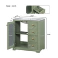 thumbnail image 3 of Seranor Modern Bathroom Vanity with Ceramic Sink, Shelves, Drawers, Wood, Green, 3 of 11