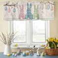 thumbnail image 6 of Valances for Windows Easter Colorful Bunny on Vintage Linen Rod Pocket Short Curtain for Bathroom Living Room Bedroom Egg on Branches 1 Panel 54x18in, 6 of 9