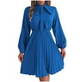 thumbnail image 2 of Teissuly Women Temperament Solid Color Waistband Long Sleeved Pleated Skirt, 2 of 6