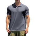 thumbnail image 3 of QATAINLAV Mens Muscle Polos Shirt Casual Short Sleeve Knit Shirts Summer Breathable V Neck Golf Shirts Solid Color Athletic Tees Tops Gray L Vacation Sales, 3 of 5