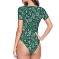 thumbnail image 4 of The Xecao Green Christmas Women's Crew Neck Body Suit, a short-sleeved bodysuit and basic swimsuit, both comfort and style for dating and daily life, 4 of 9