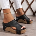 thumbnail image 2 of longantii Orthopedic Sandals for Women Non Slip Slip on Arch Support Flat Wedge Sandals Wide Width Work Shoes 2026 New Comfort Orthopedic Shoes Black, 2 of 4