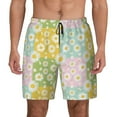 thumbnail image 2 of Picia Daisies Flowers pattern Mens Swim Trunks with Compression Liner Stretch Beach Shorts Quick Dry with Zipper Pockets No-Chafing Board Shorts-Small, 2 of 9