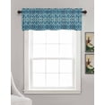 thumbnail image 3 of Faux Linen Valances for Windows Teal Gradient Abstract Flowers Geometric Texture Curtains Valance Light Filtering Rod Pocket Small Window Treatment for Kitchen Living Room Bedroom 42x12In, 3 of 6