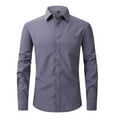 thumbnail image 3 of Zshosam Men's Dress Shirt Regular Fit Poplin Solid(Grey,XXXL), 3 of 8