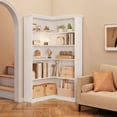thumbnail image 3 of Acekid 72.8In Corner Book Shelf Farmhouse Bookcase with Doors Modern Storage Rack 5 Shelf Tall Standing Bookshelves, 3 of 8