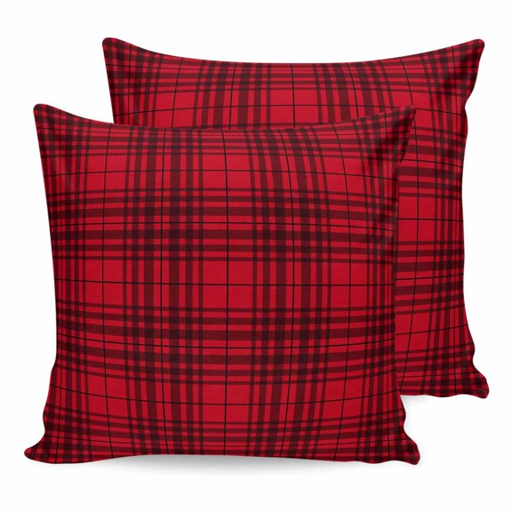 Pillow Covers 26x26 Set of 2, Buffalo Plaid Throw Pillow Covers Decorative Couch Cushion Cover, Crimson Red Farmhouse Gingham Striped Microfiber Soft Square Pillowcases for Bedroom Living Room Sofa