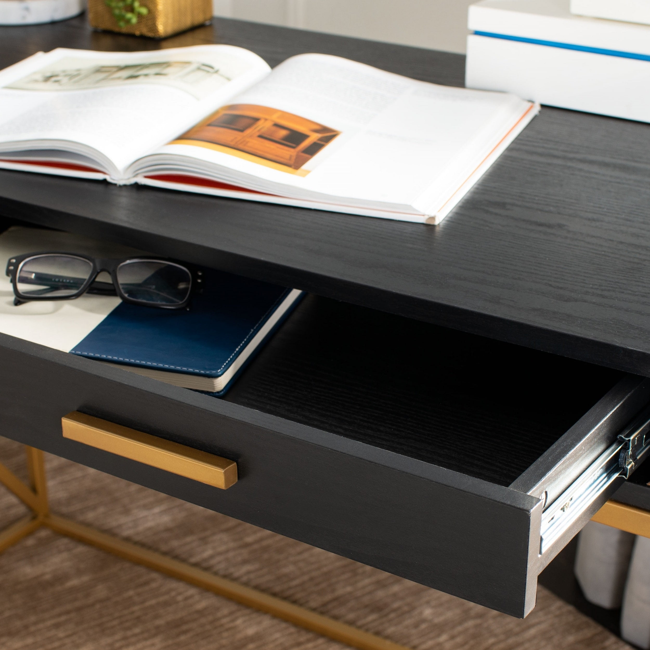 Safavieh Elaine White/ Gold 1-drawer Desk - Walmart.com - Walmart.com
