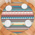 thumbnail image 2 of Bright Tribal Striped Pattern Round Fitted Tablecloth with Elastic Edge,Dining Table Cover Waterproof,Outdoor Round Tablecloth for Camping,Dining,Indoor and Outdoor, 2 of 7