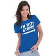 thumbnail image 4 of I'm With Stupid Classic Rude Insult Womens Fitted Plus Size Graphic Tee Brisco Brands 2X, 4 of 5