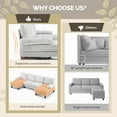 thumbnail image 6 of Ktaxon Sectional Sofa Set, U-Shaped Blended Chenille Couch, 4 Seat Lounge Sleeper with Chaise for Living Room Home Furniture Off White, 6 of 7