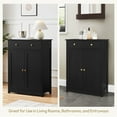 thumbnail image 6 of Yaheetech Modern Wooden Bathroom Floor Cabinet with Large Drawer & Double Doors, Black, 6 of 7