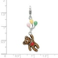 thumbnail image 3 of Amore La Vita  Sterling Silver Rhodium-plated Polished 3-D Enameled Bear Holding Balloons Charm with Fancy Lobster Clasp, 3 of 3