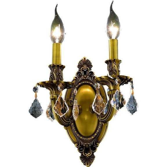 Wall Sconce ROSALIA Traditional 2-Light French Gold Golden Teak Smoky Cr EL-8489