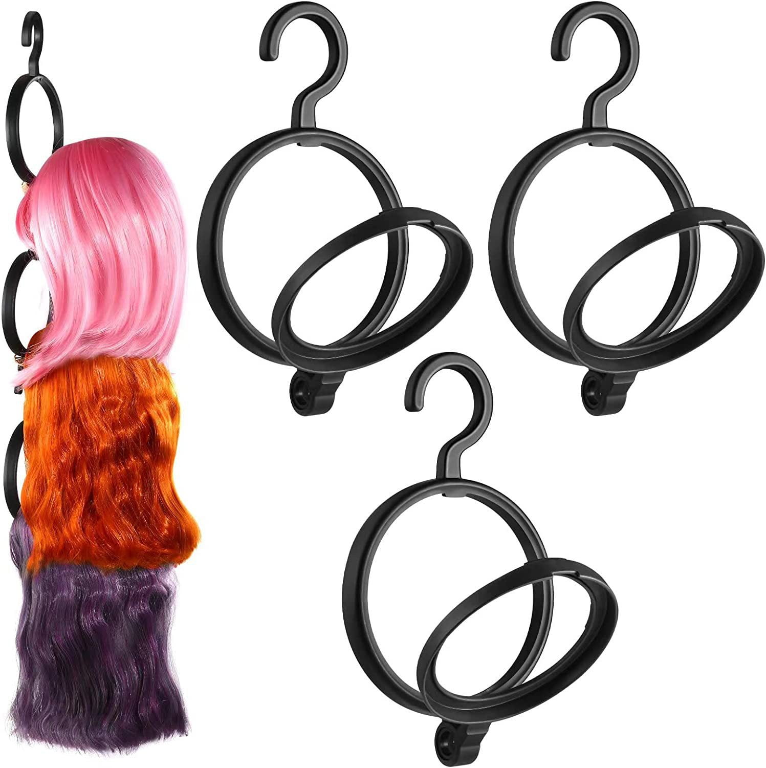 AIAIZHQH 3 Pack Wig Stand Holder, Portable Collapsible Wig Holder for  Multiple Wigs, Durable Wig Stands for Women Wig Drying Stand Travel Wig  Holder