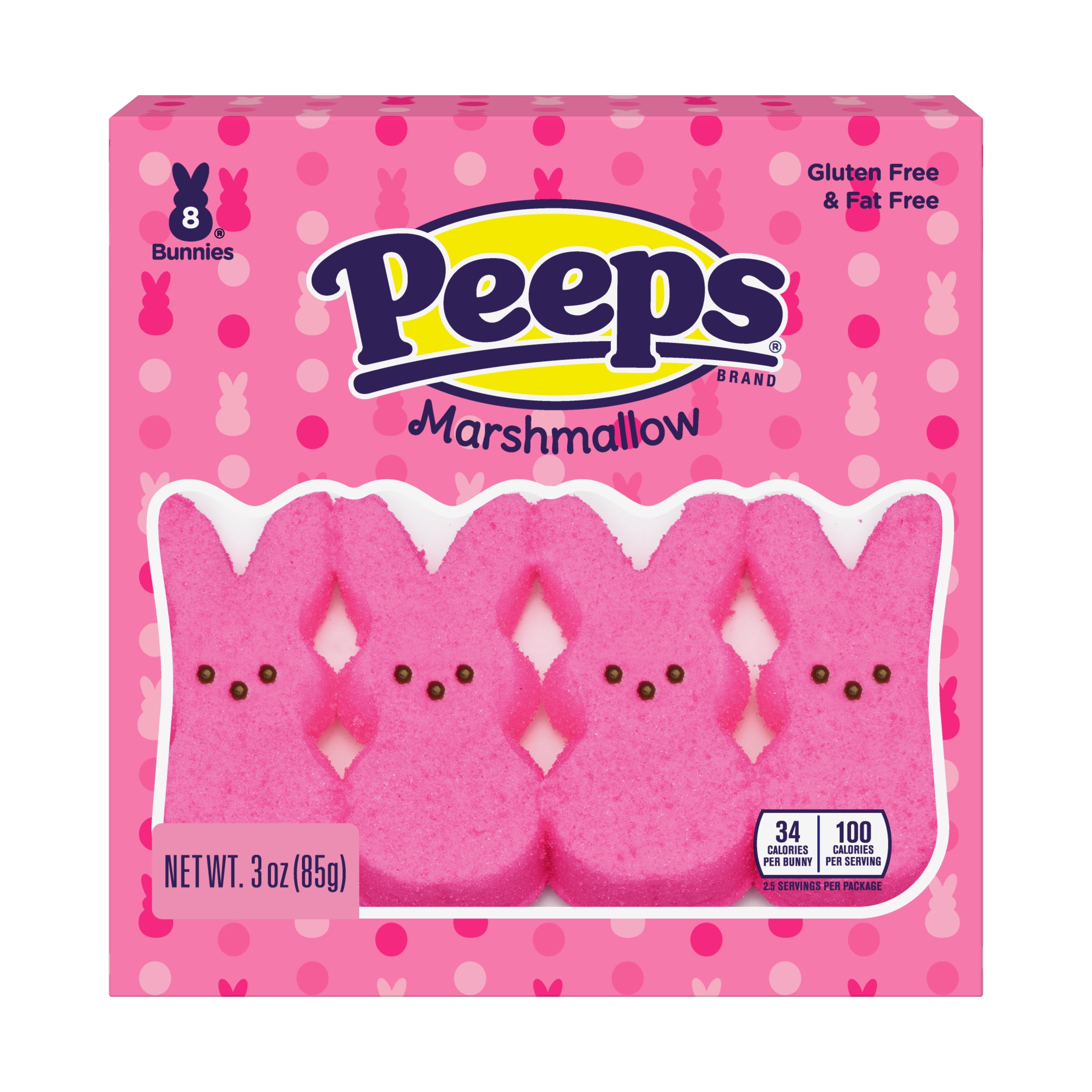 Peeps, Pink Marshmallow Bunnies Easter Candy, 8ct (3.0oz)