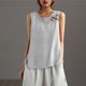 thumbnail image 5 of TaTaai Women's Sleeveless Cotton Linen Top, Soft Breathable, Loose Fit, Round Neck, Casual Spring Summer Daily Outings Multi-Color Gift, 5 of 8